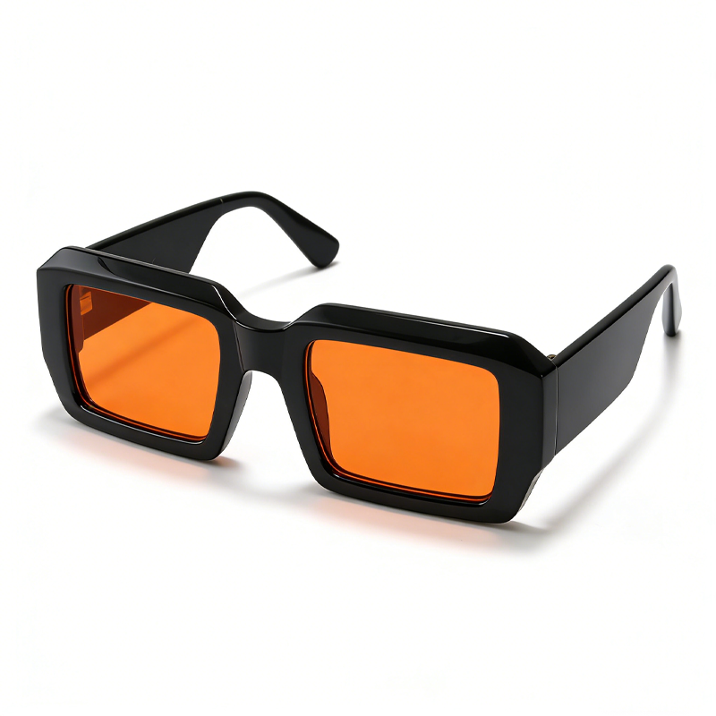 复古粗框方形墨镜女潮 ins 辣妹街拍太阳镜男个性橙片凹造型眼镜