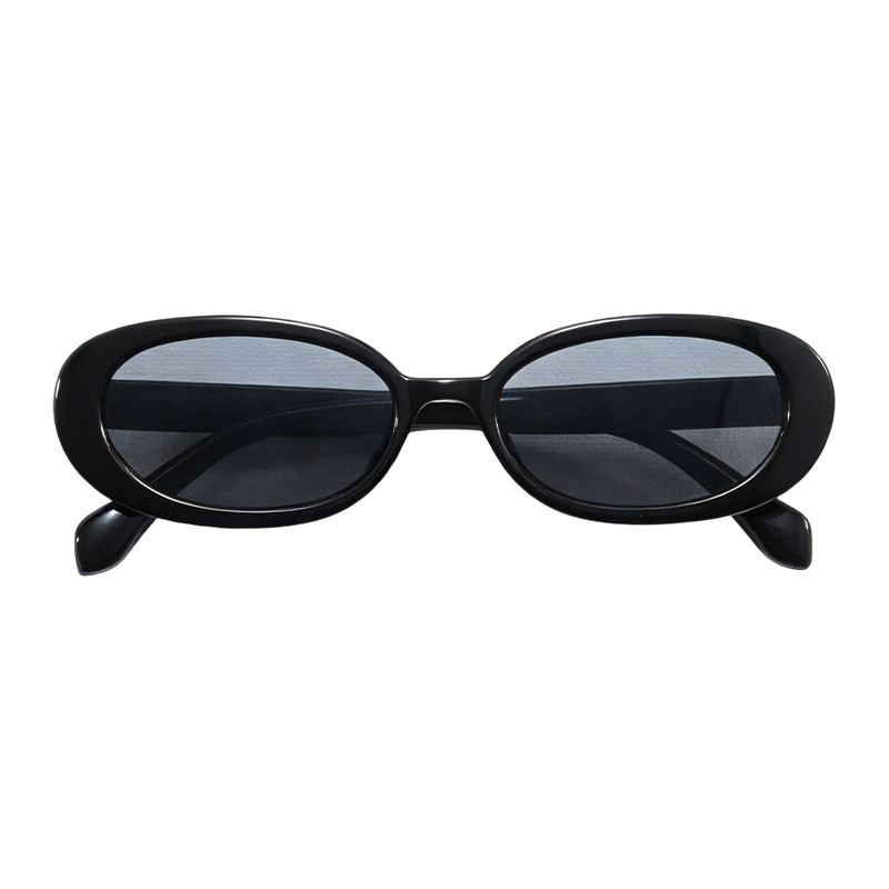 复古窄框椭圆墨镜女 90s 辣妹风街拍防晒太阳镜