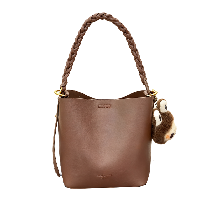 复古水桶包 牛皮材质大容量能装 单肩手提风格百搭 小众高级