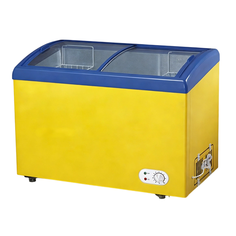 318L 弧形玻璃门冷柜 商用大容量冷藏冷冻展示冰柜