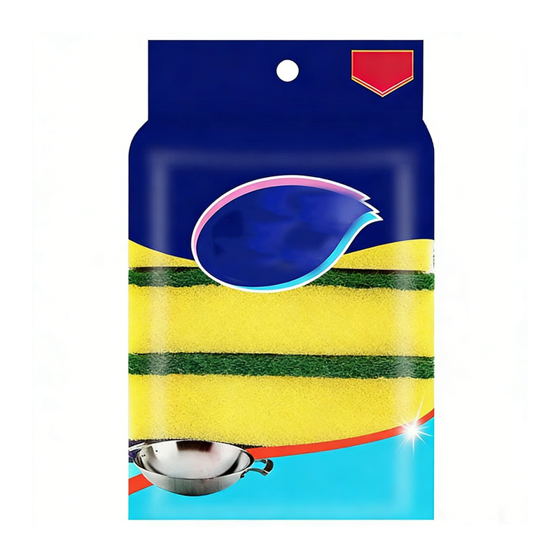 双色清洁海绵擦 厨房洗碗刷锅海绵 多功能去污百洁布四个