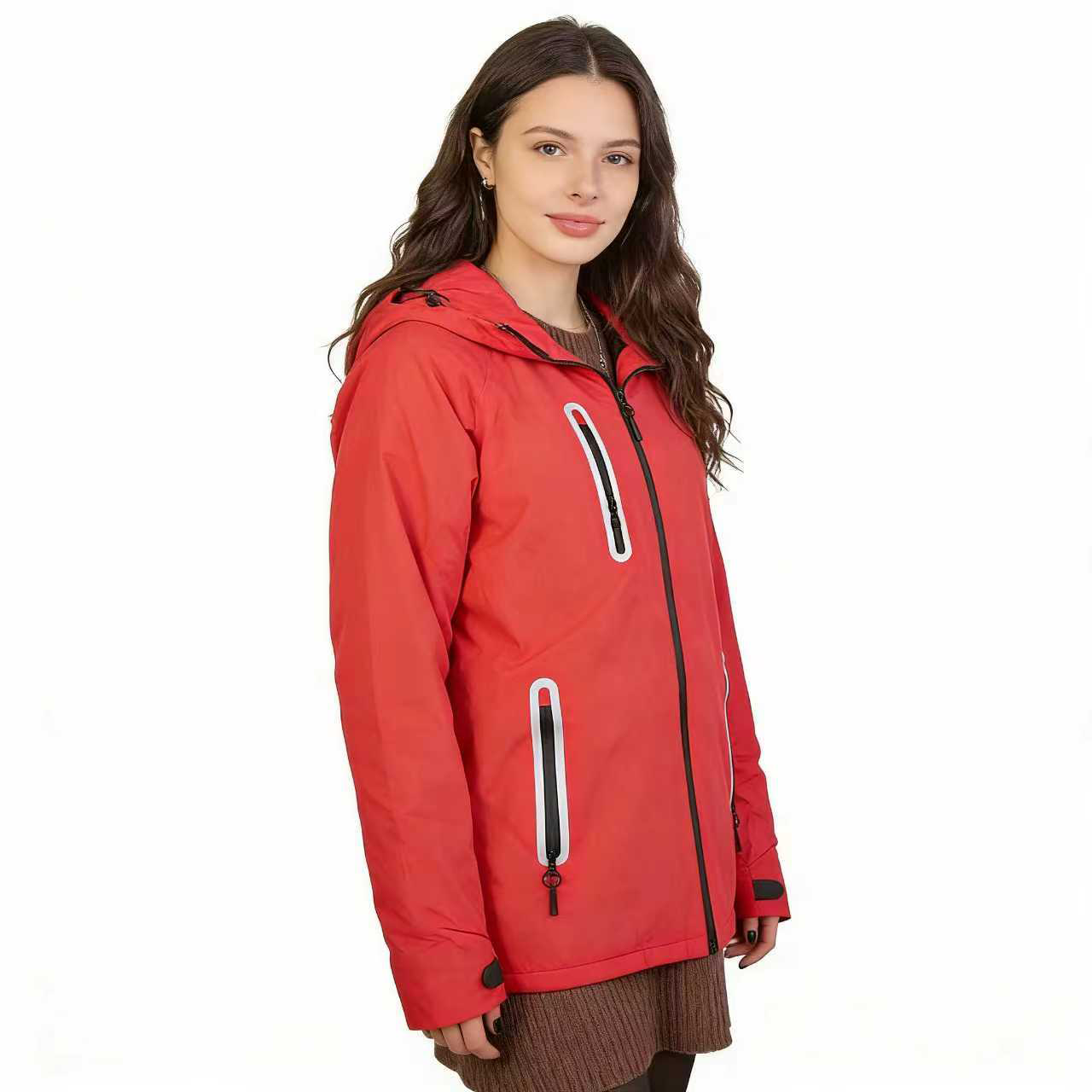 红色冲锋衣棉服三合一外套加绒加厚