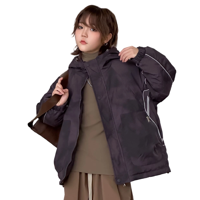 男童冬季扎染连帽冲锋羽绒服宽松加厚保暖儿童户外防风外套潮