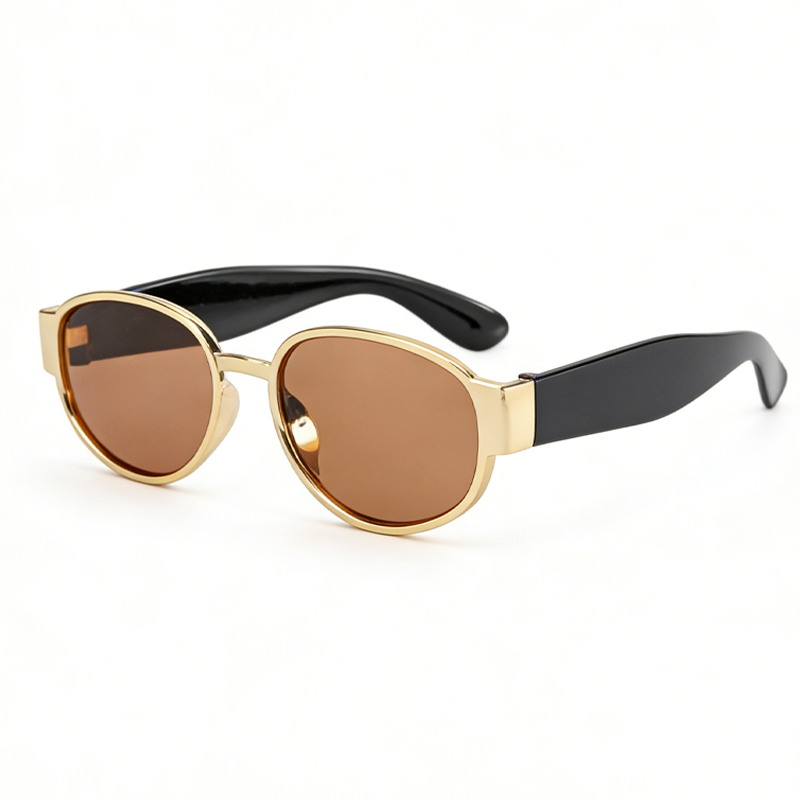 轻奢金框椭圆偏光墨镜 复古 UV400 防眩光太阳镜