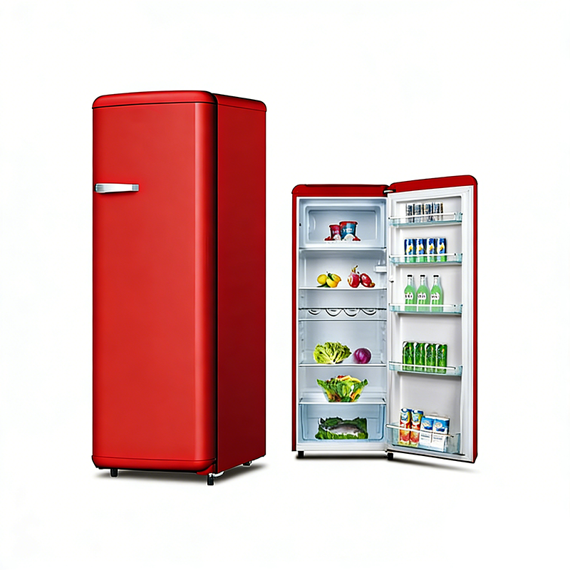 235 升复古单门冰箱 红色节能家用小户型租房冷藏冰箱