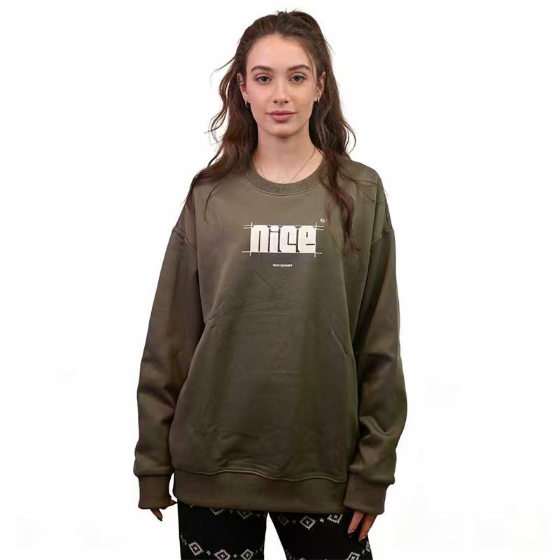 慵懒风 nice 字母印花圆领卫衣女秋季宽松显瘦休闲百搭上衣