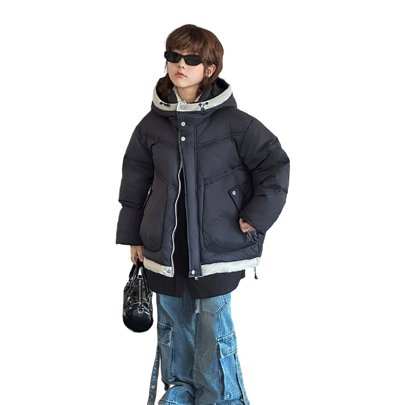 儿童潮牌宽松保暖白鸭绒面包服外套