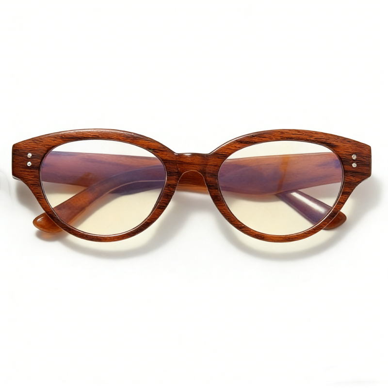 复古木纹猫眼墨镜 UV400 防紫外线太阳镜