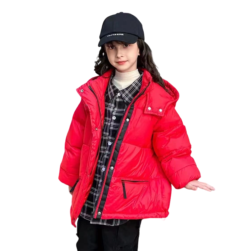 儿童亮面免洗羽绒服 男女童冬季加厚保暖中长款外套