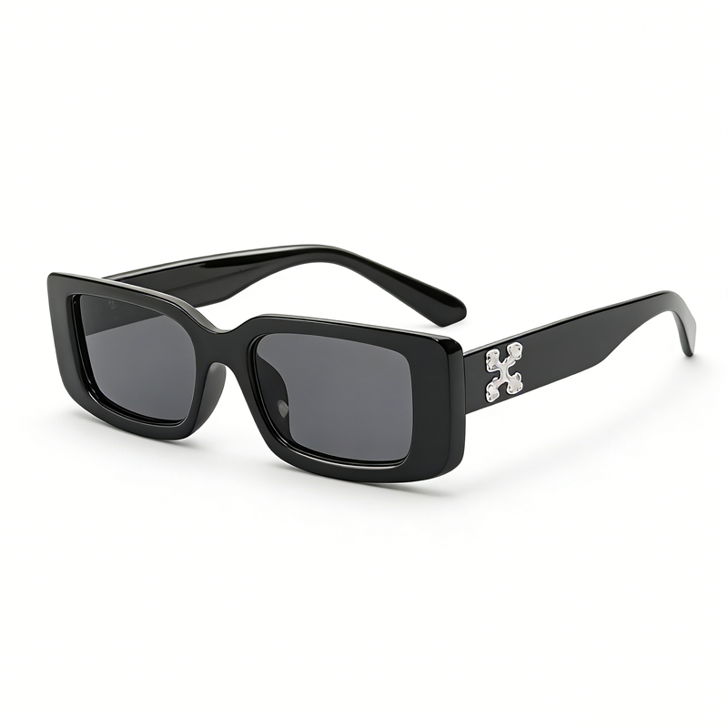 复古窄框小方框墨镜 UV400 防眩光金属标太阳镜