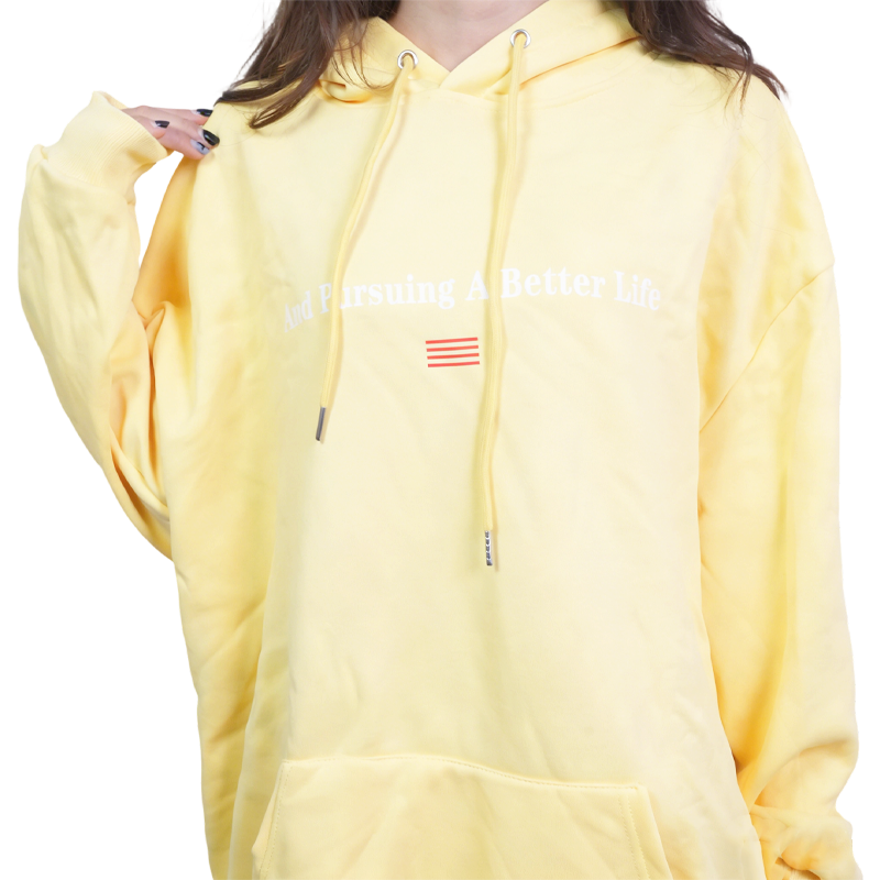 黄色新款连帽卫衣女百搭高街宽松上衣