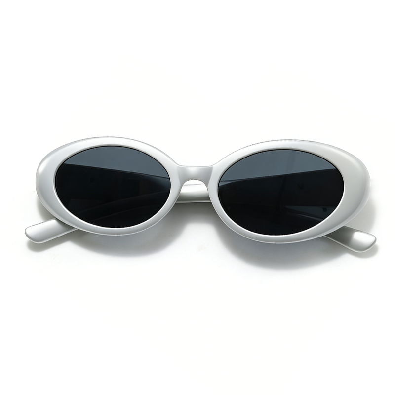 法式复古银框椭圆墨镜 防紫外线氛围感太阳镜